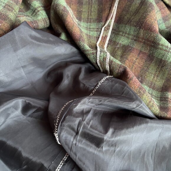 1950s-1970s Green Brown Wool Plaid Flare Skirt 28 Waist - Picture 11 of 11